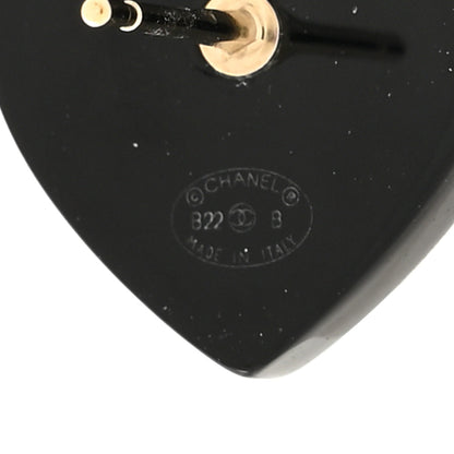 Chanel Resin Crystal CC Heart Earrings Black Gold 4 of 5