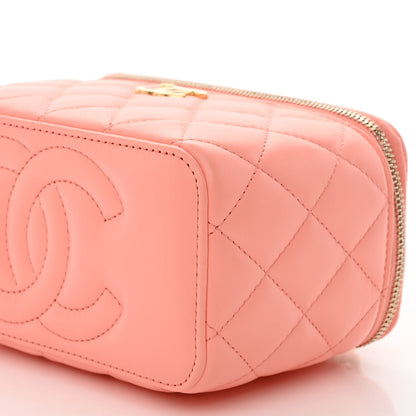 Chanel Lambskin Resin Quilted Vanity Case With Chain Pink 10 of 12