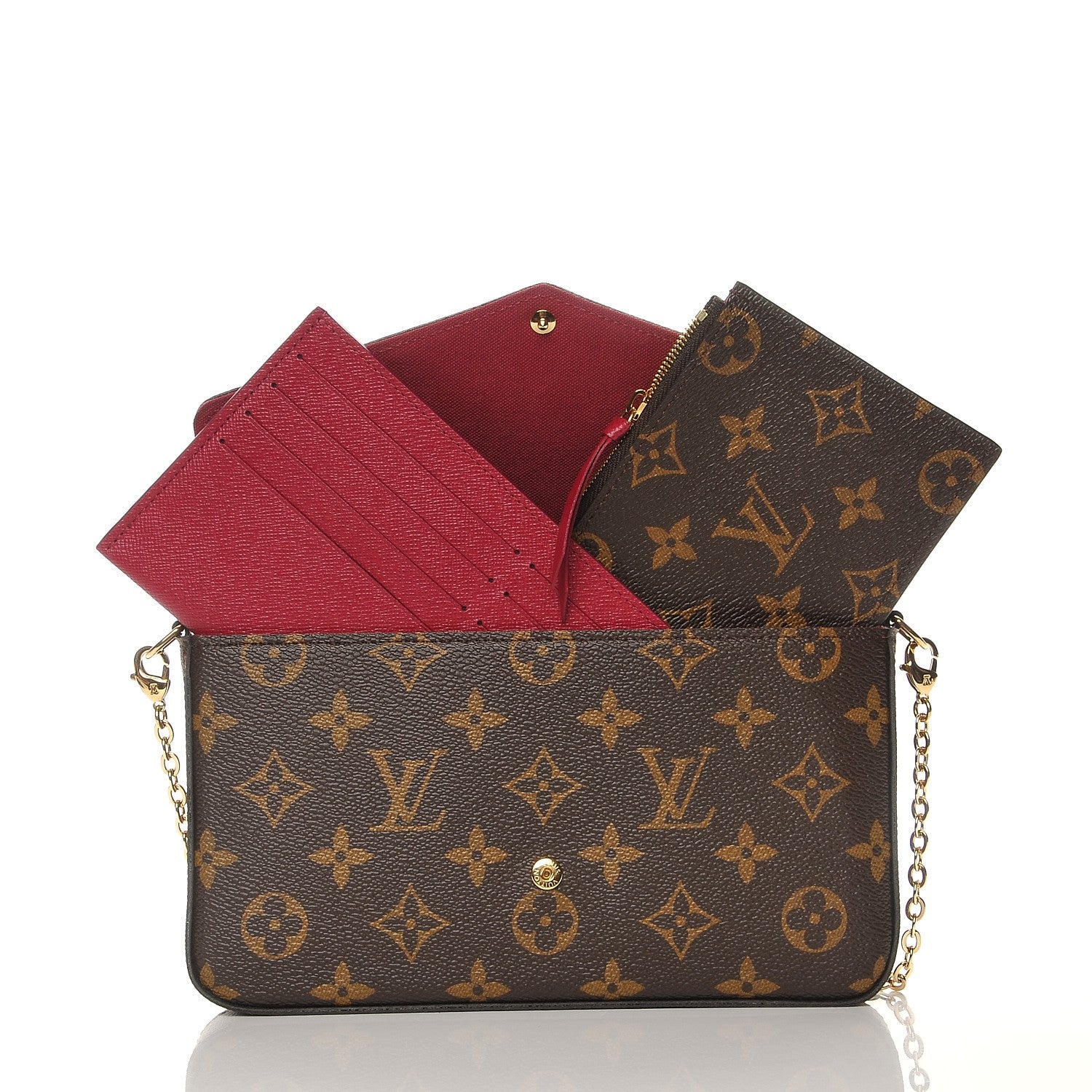 Louis Vuitton Monogram Pochette Felicie Chain Wallet Fuchsia 5 of 9