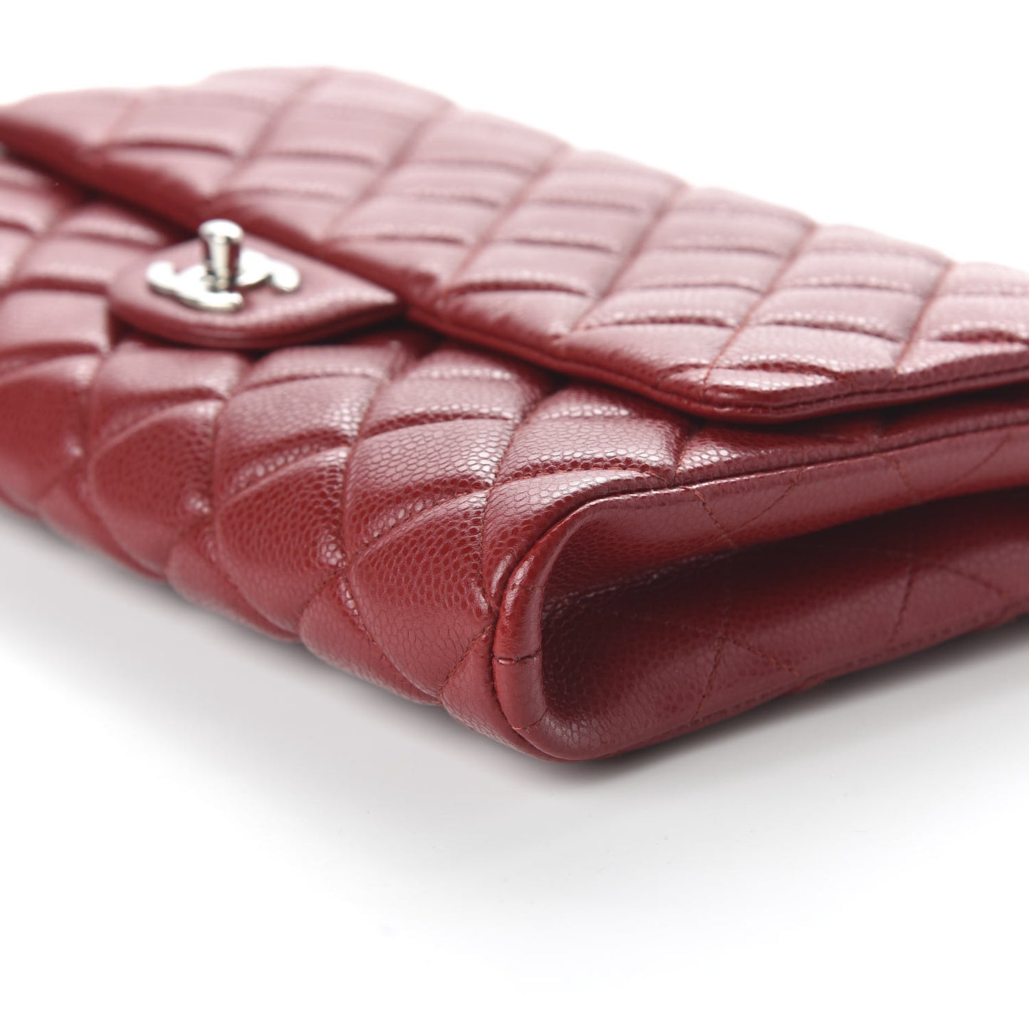 Caviar Quilted Clutch With Chain Flap Red