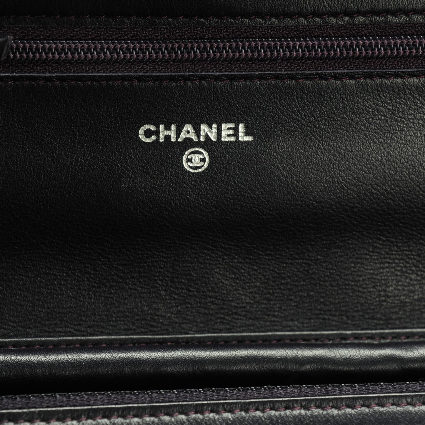Patent Quilted Wallet On Chain WOC Dark Purple