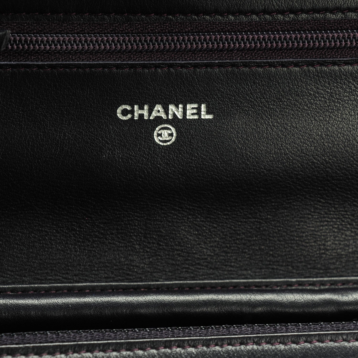 Chanel Patent Quilted Wallet On Chain WOC Dark Purple 6 of 8