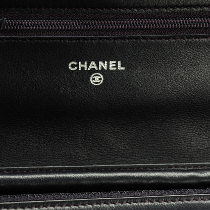 Chanel Patent Quilted Wallet On Chain WOC Dark Purple 6 of 8