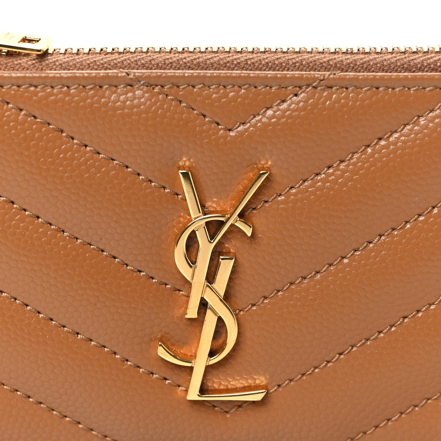 Grain De Poudre Matelasse Chevron Monogram Fragments Zippered Card Case Cork