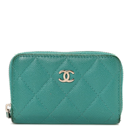 Chanel Caviar Quilted Zip Coin Purse Turquoise 1 of 10