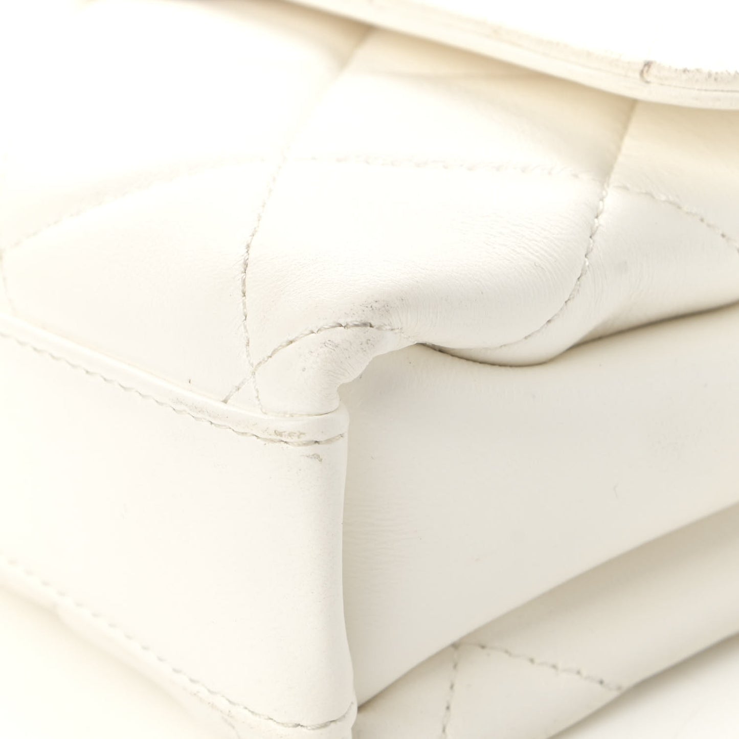Lambskin Quilted Small CC Crystal Logo Chain Flap White