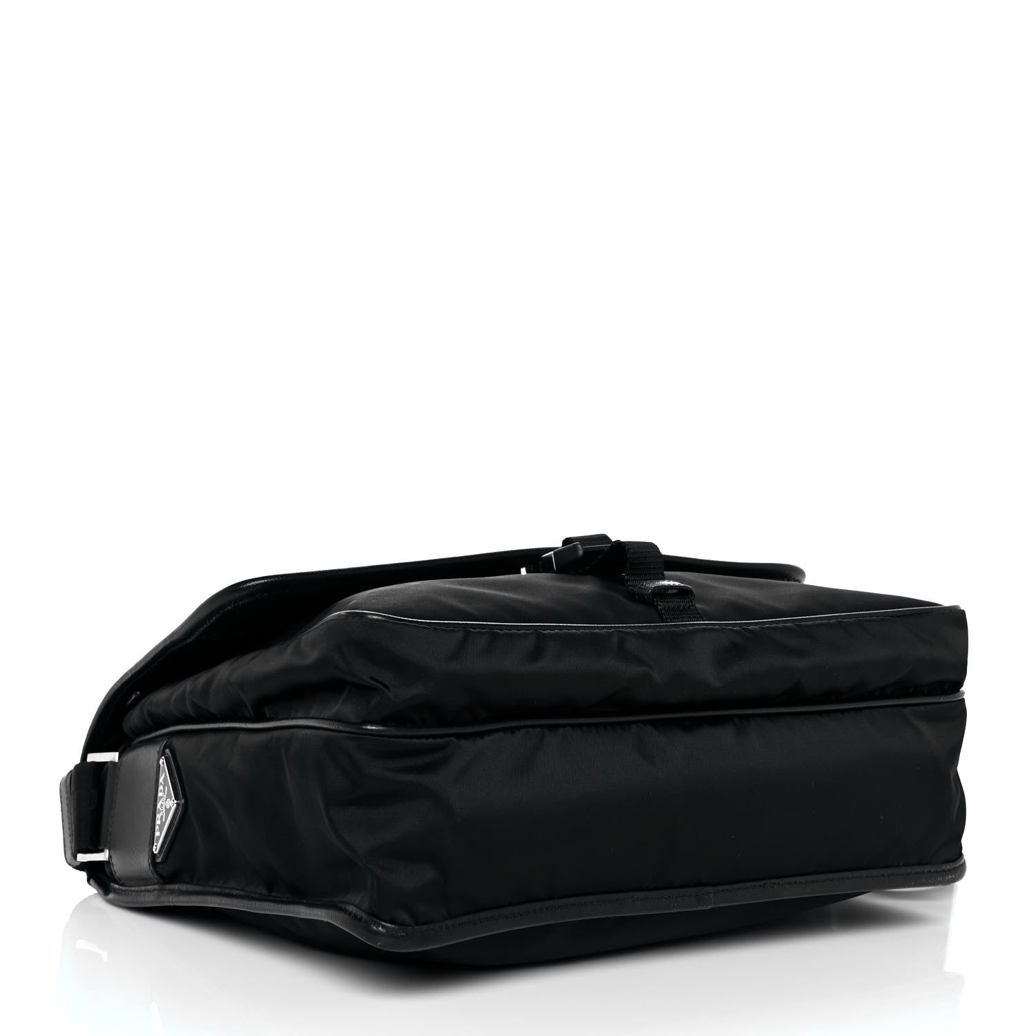 Prada Tessuto Nylon Saffiano Logo Messenger Bag Black 3 of 8