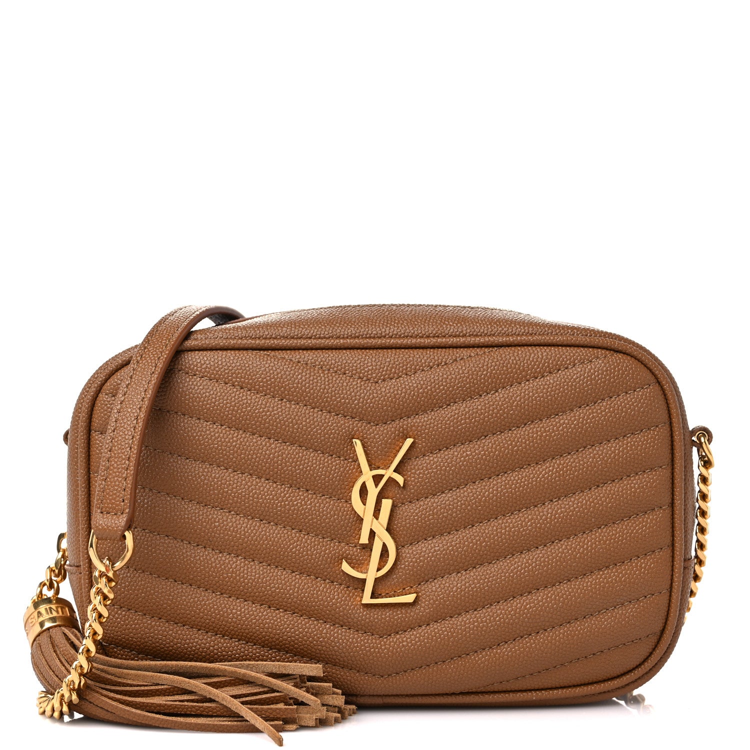 Saint Laurent Grain De Poudre Matelasse Monogram Mini Lou Camera Bag Dark Natural 1 of 11