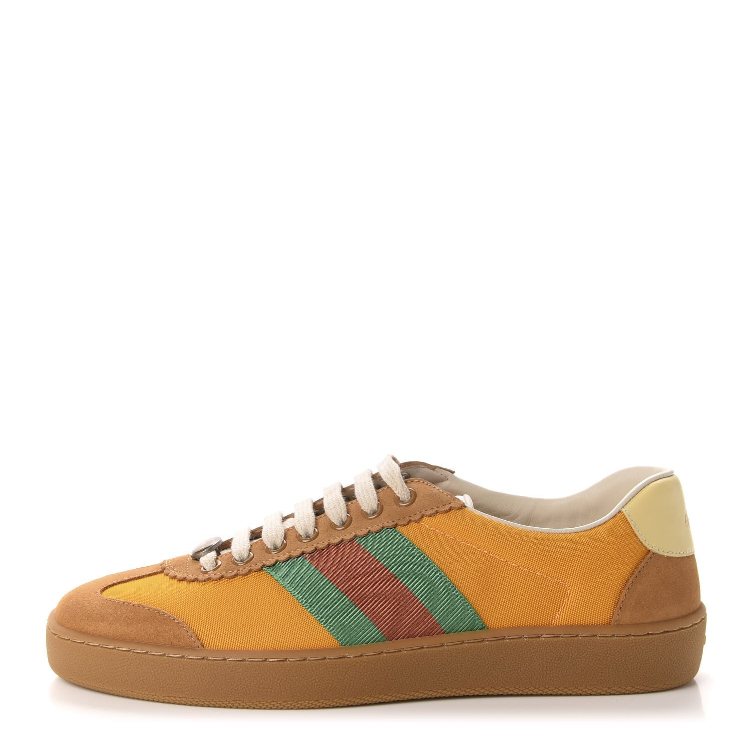 Gucci Nylon Calfskin Suede Web Mens G74 Sneakers 6.5 Crop Wildflower 1 of 10