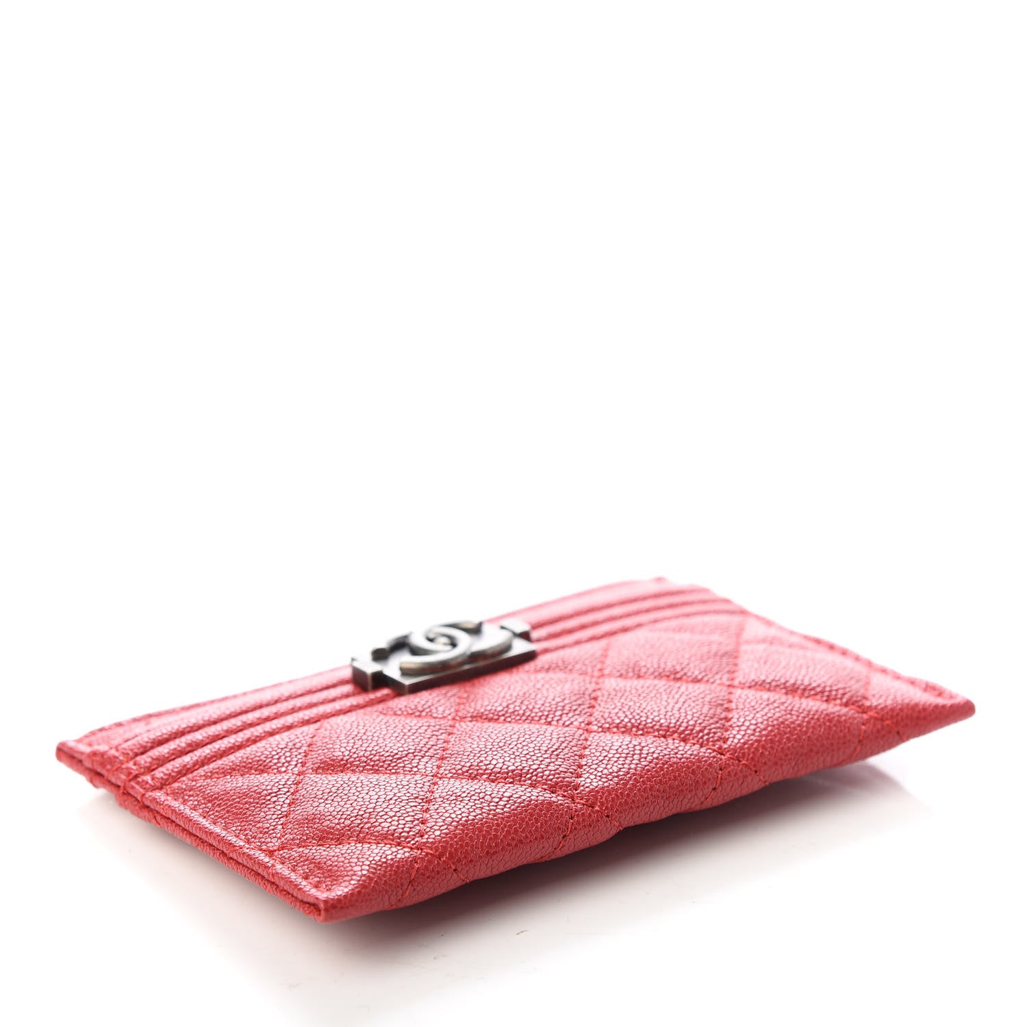 Chanel Caviar Quilted Boy Card Holder Red 4 of 9