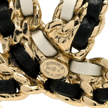 Chanel Lambskin Chain CC Brooch Black White Gold 3 of 3