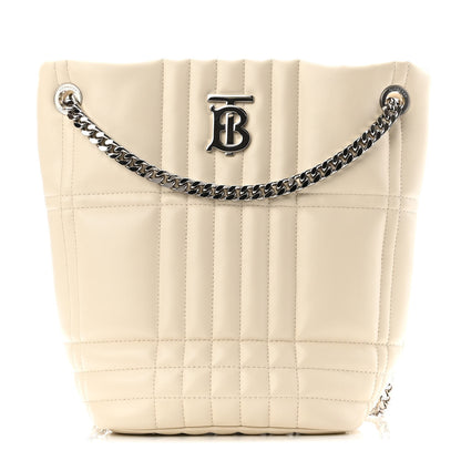 Burberry Lambskin Quilted Small Lola Bucket Bag Pale Vanilla 1 of 9