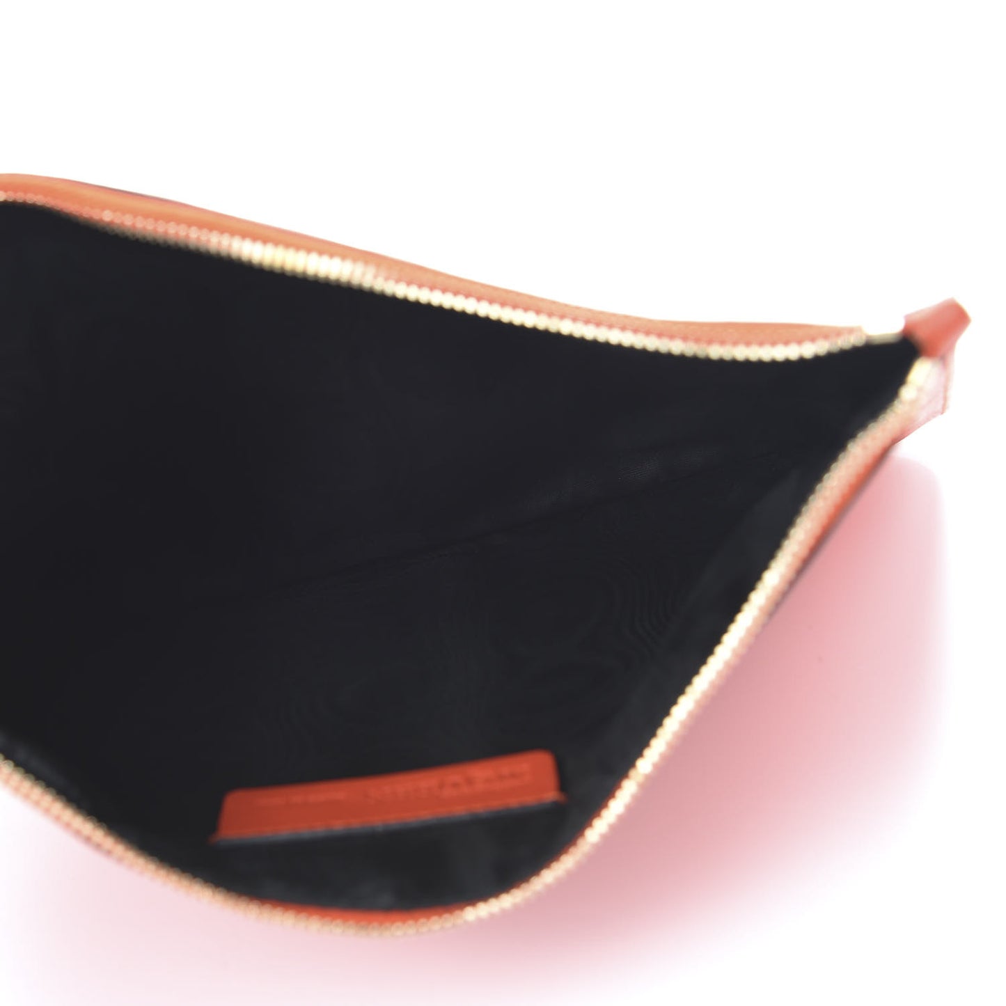 Calfskin Skull Zip Pouch Orange