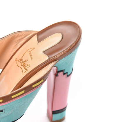 Christian Louboutin Suede Zunika 120 Slide Sandals 38 Turquoise Multicolor 17 of 20