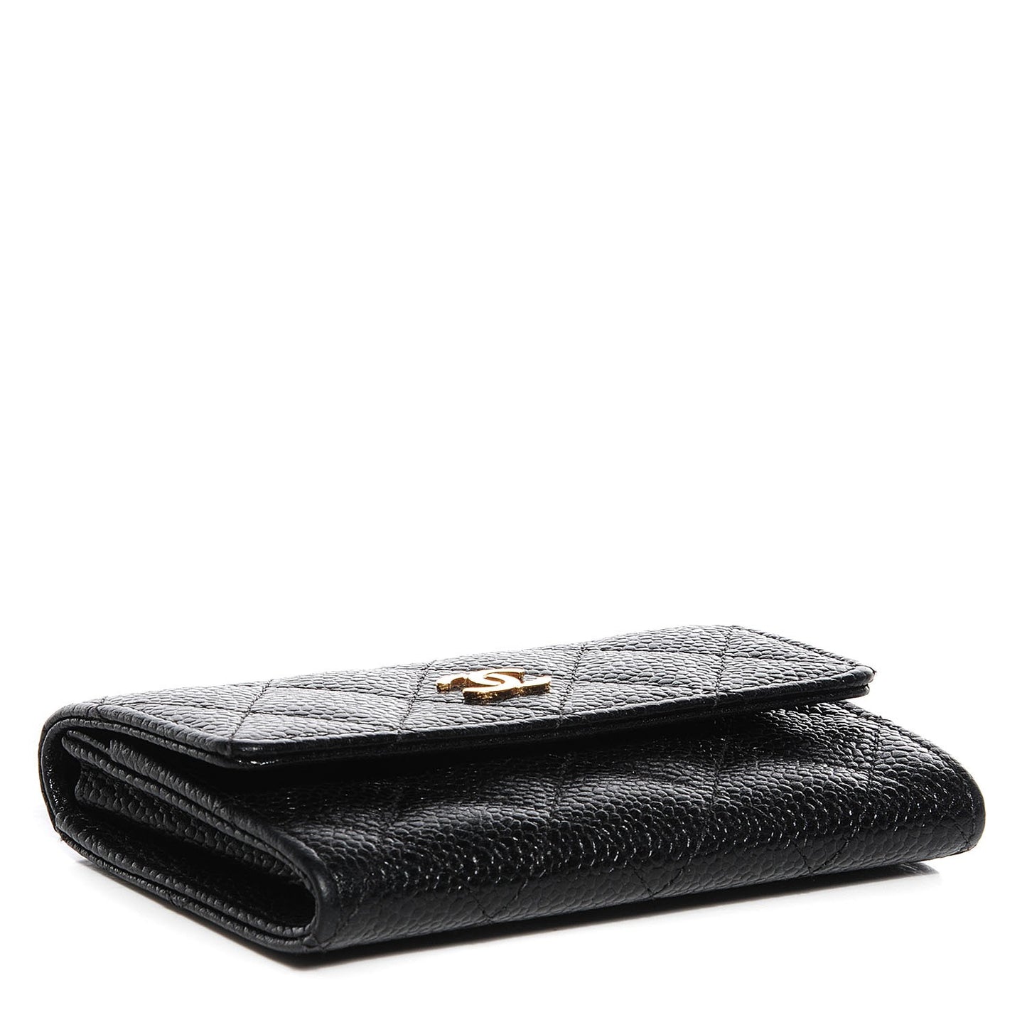 Caviar Quilted Flap Card Holder Black