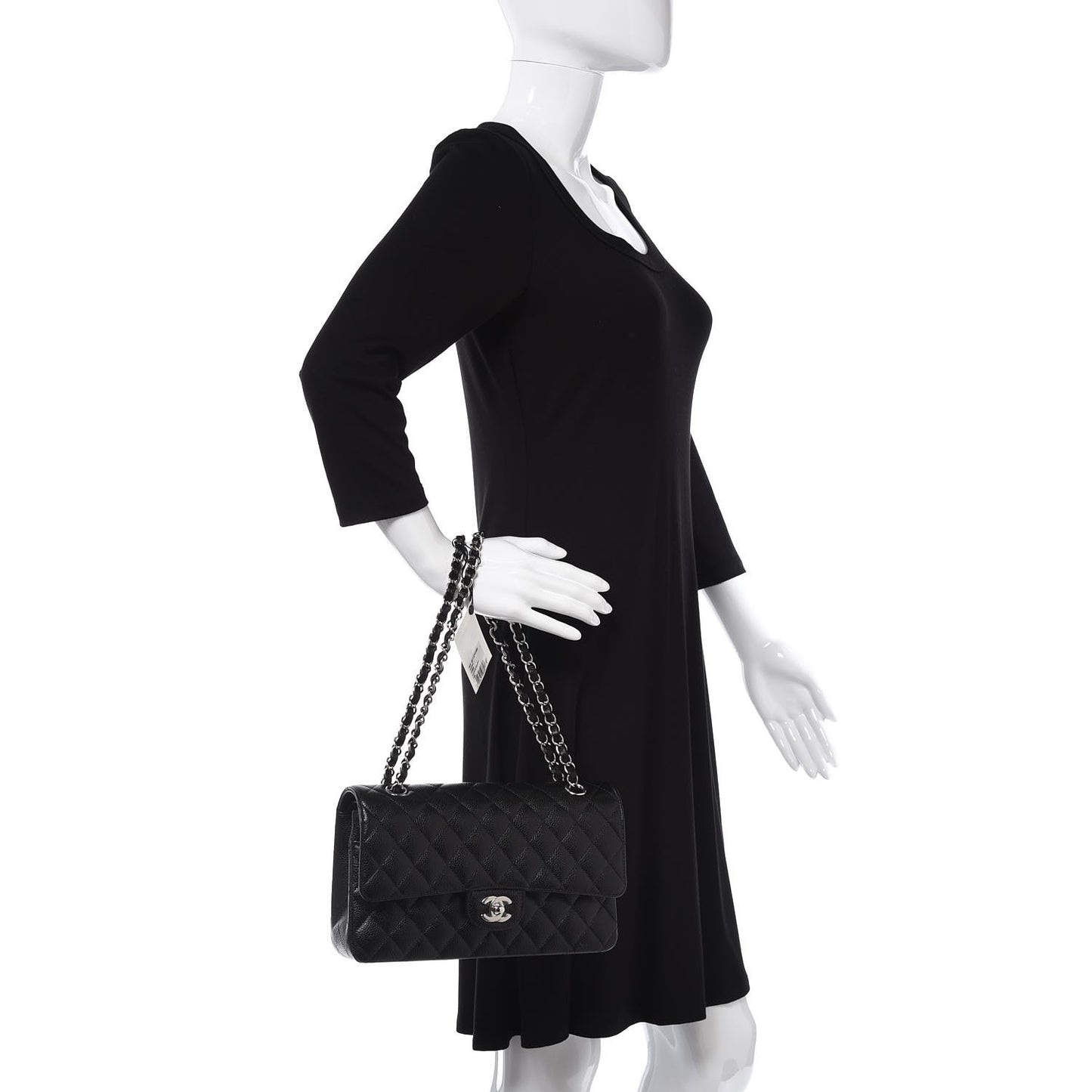 Caviar Quilted Medium Double Flap Black