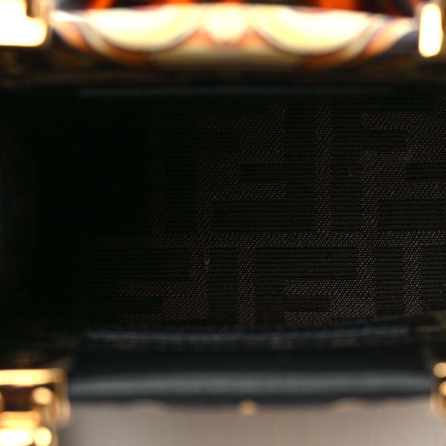 X VERSACE Vitello King Catalan Mirror Plexiglass Fendace FF Baroque Logo Mini Fendi Sunshine Shopper Tote Black Gold