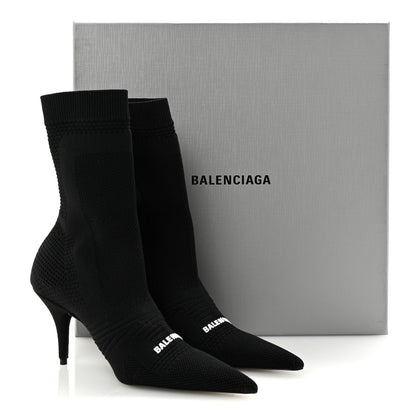 Balenciaga Textured Recycled Knit Logo Extreme Pointed Toe Knife 2.0 Booties 36 Black 8 of 8