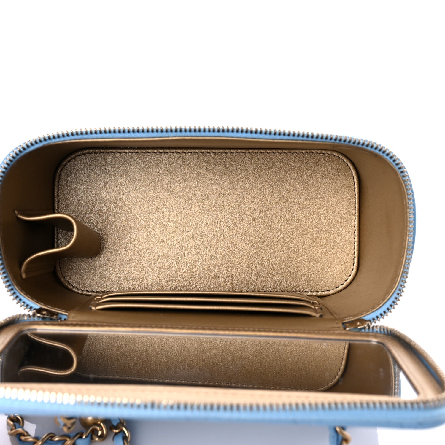 Chanel Lambskin Quilted Pearl Crush Small Vanity Case With Chain Light Blue 6 of 12