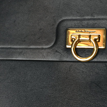 Salvatore Ferragamo Calfskin Trifolio Top Handle Bag Black 9 of 11