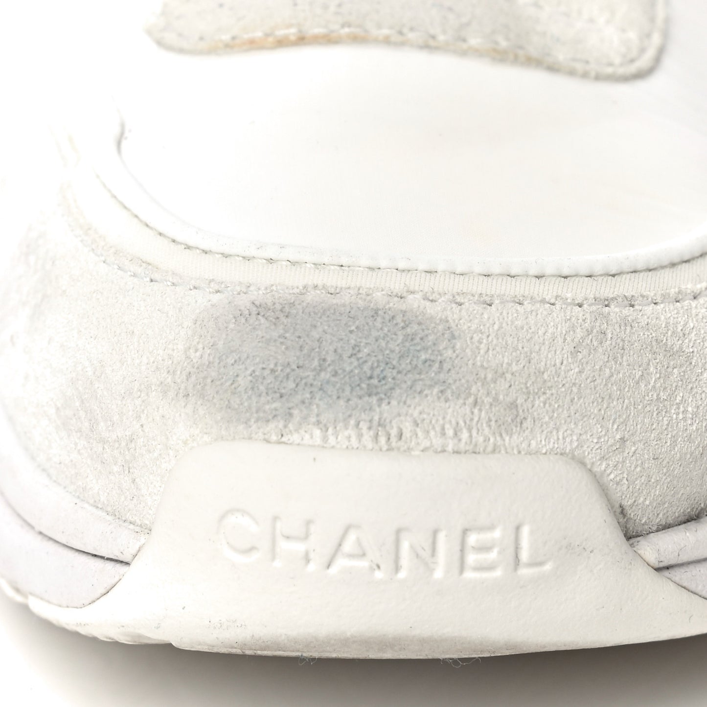 Suede Calfskin Fabric CC Sneakers 39.5 White