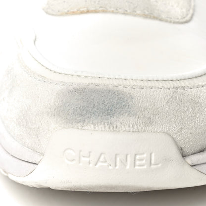 Chanel Suede Calfskin Fabric CC Sneakers 39.5 White 15 of 32