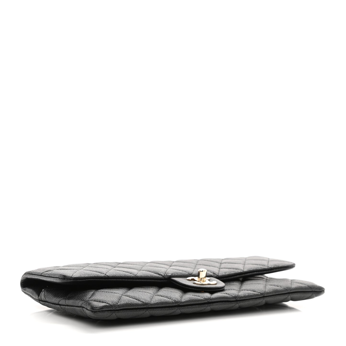 Caviar Quilted Flap Clutch Black