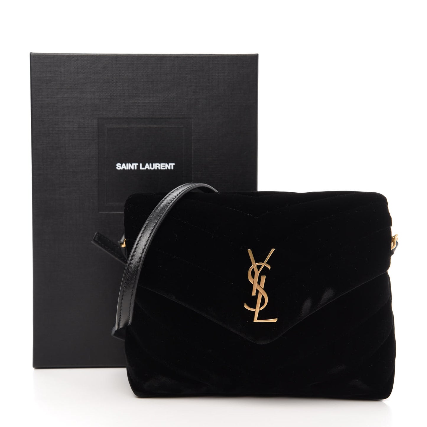 Velvet Y Quilted Monogram Toy Loulou Chain Satchel French Black