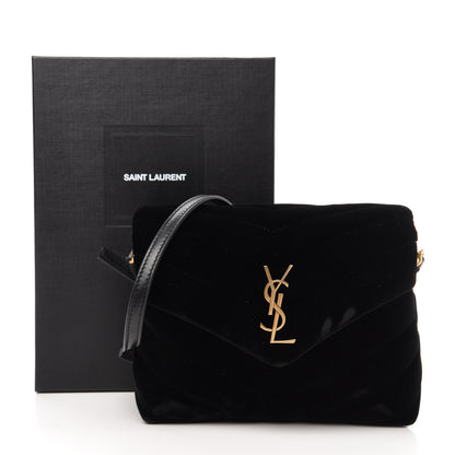 Saint Laurent Velvet Y Quilted Monogram Toy Loulou Chain Satchel French Black 13 of 13