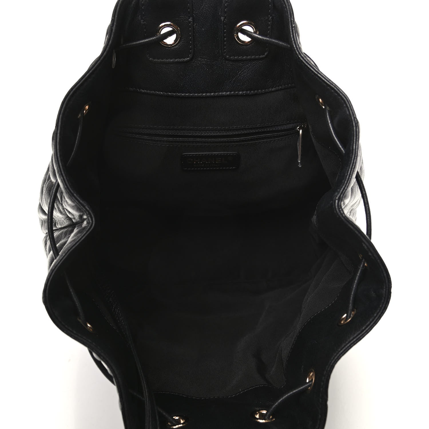 Chanel Lambskin Quilted Drawstring Backpack Black 5 of 9