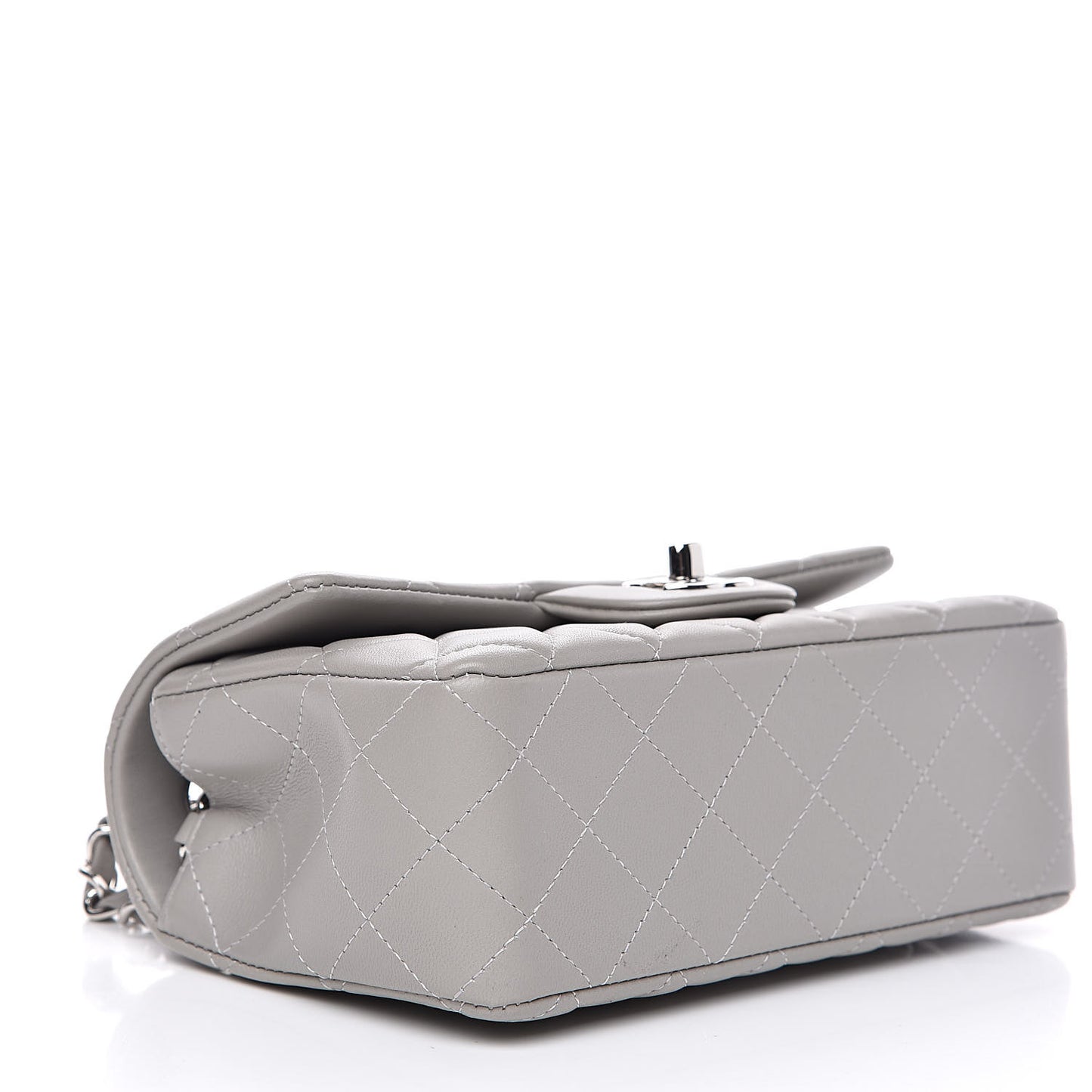 Lambskin Quilted Mini Rectangular Flap Grey