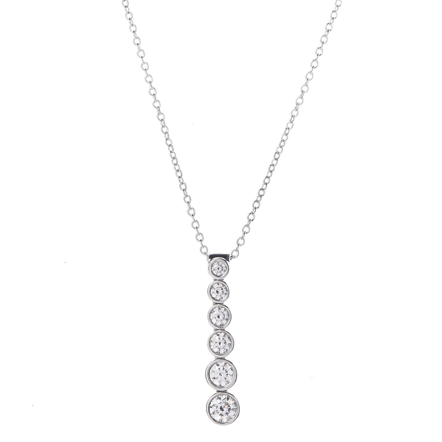 Platinum Diamond Jazz Graduated Drop Pendant Necklace