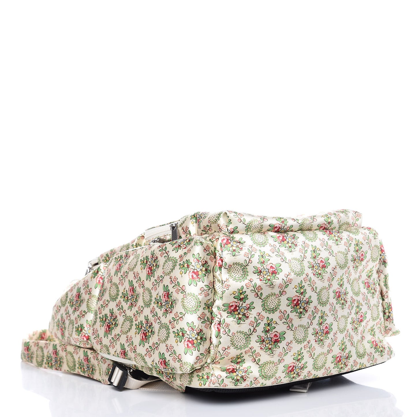 X MLB Satin Floral Print NY Yankees Patch Backpack Ivory Green