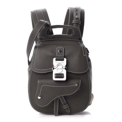 Christian Dior Grained Calfskin Mini Saddle Backpack Grey 1 of 9