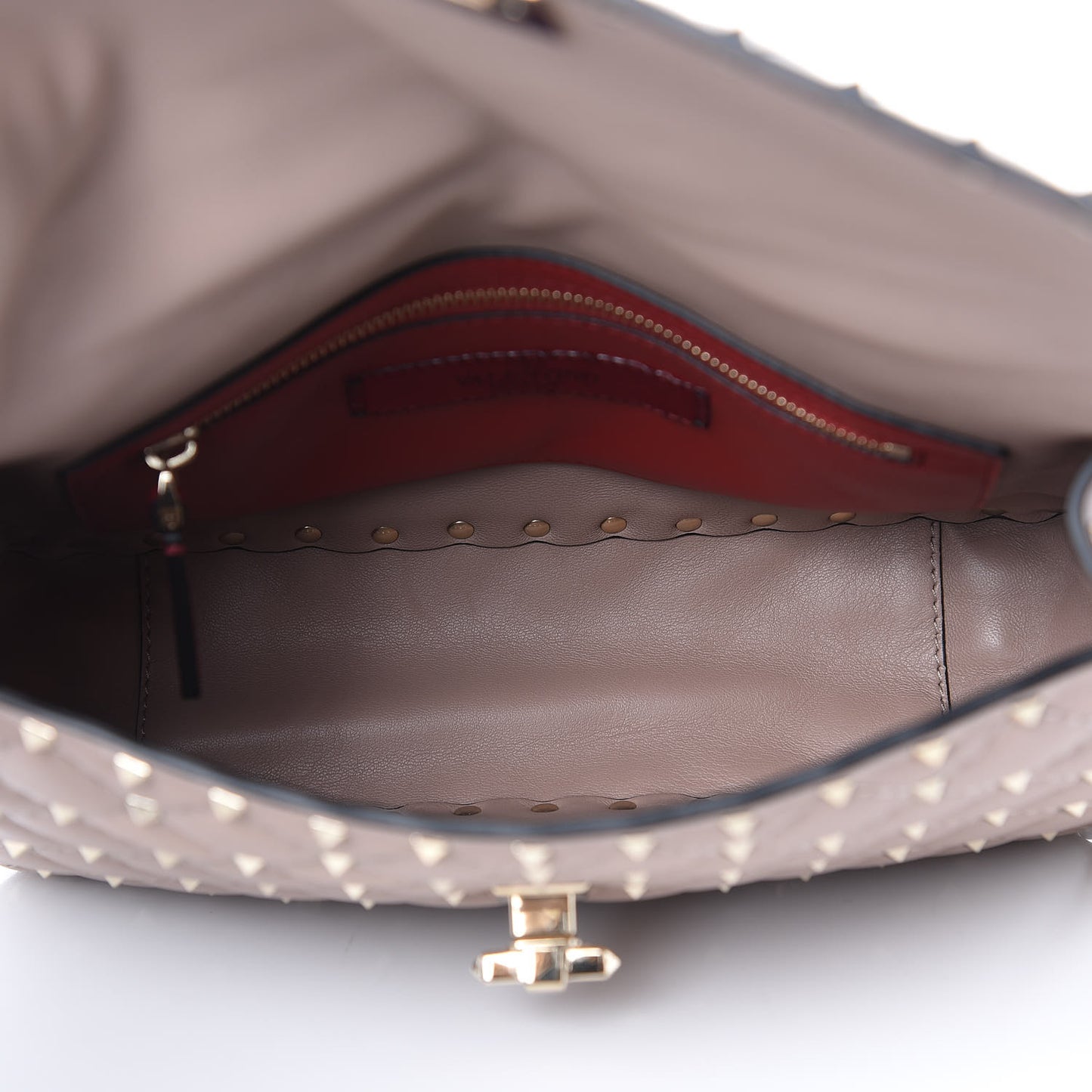 Lambskin Medium Rockstud Spike Shoulder Bag Poudre