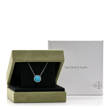 Van Cleef & Arpels 18K White Gold Turquoise Perlee Couleurs Pendant Necklace 6 of 6
