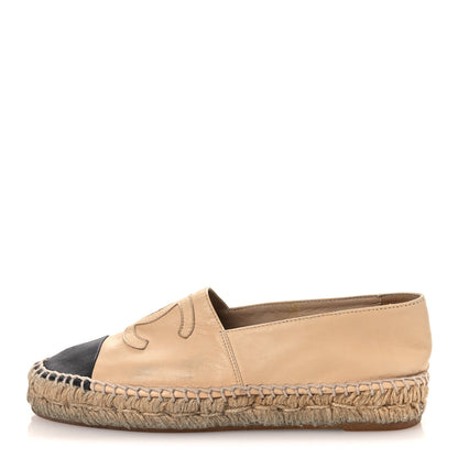 Chanel Lambskin CC Espadrilles 37 Beige Black 1 of 15