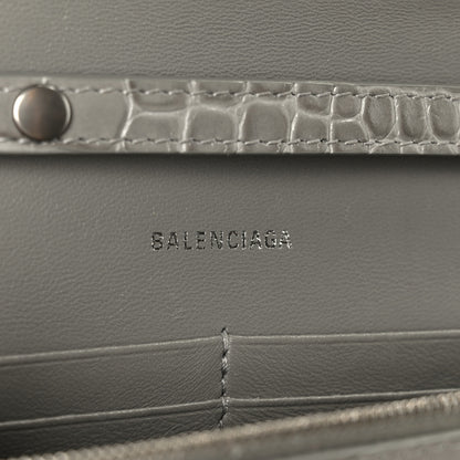 Balenciaga Shiny Calfskin Crocodile Embossed Hourglass Chain Bag Balenciaga Steel Grey 6 of 10
