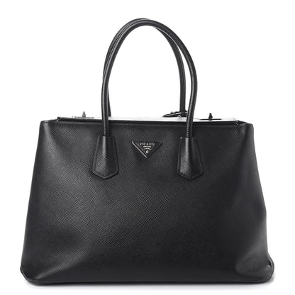 Prada Saffiano Cuir Twin Tote Nero Black 1 of 17