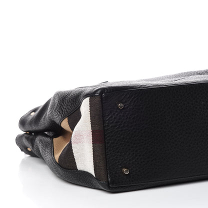 Burberry Grainy Calfskin House Check Medium Maidstone Black 8 of 11