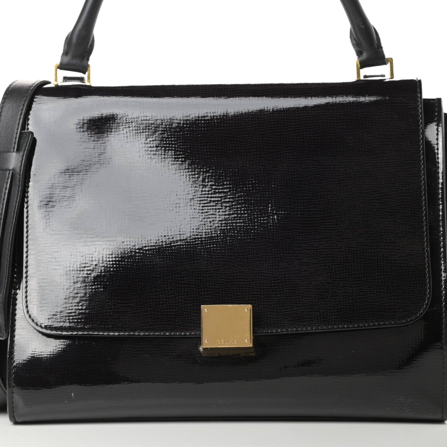 Celine Patent Suede Medium Trapeze Black 7 of 13