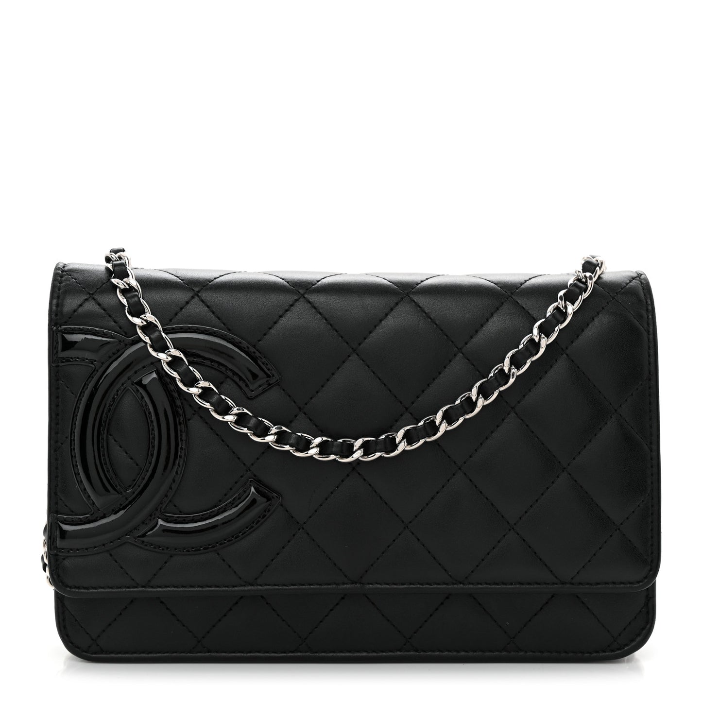 Calfskin Quilted Cambon Wallet on Chain WOC Black