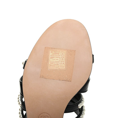 Chanel Laminated Lambskin CC Pearl Mules 36 Black 9 of 12