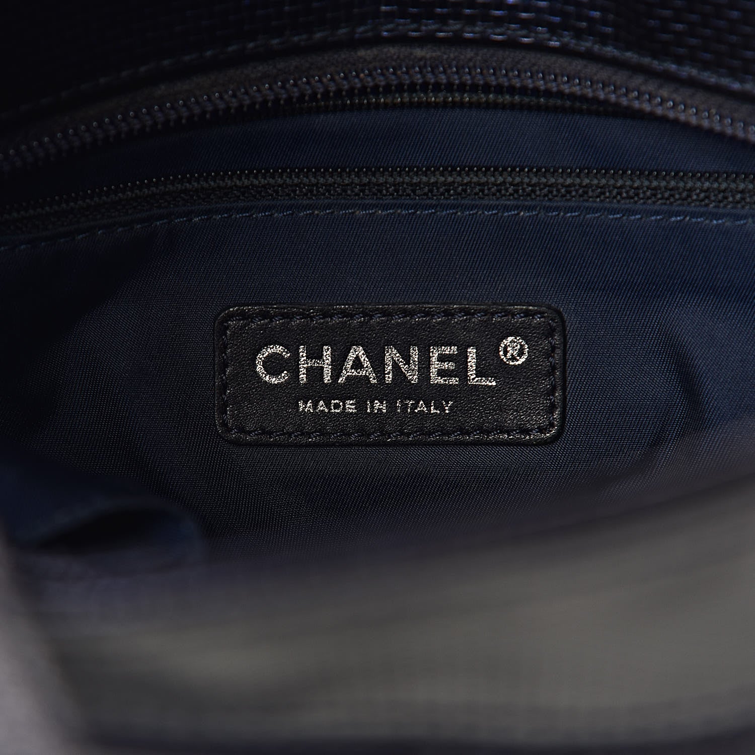 Chanel Metallic Coated Canvas Quilted Small Paris Biarritz Tote Blue 6 of 14