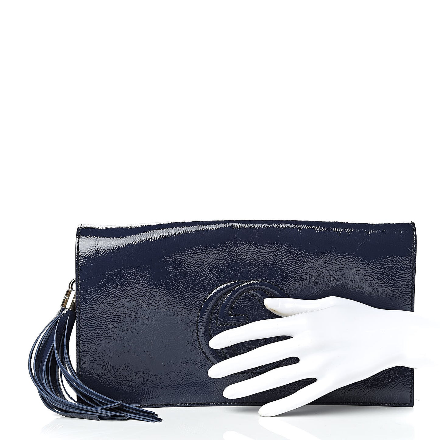Soft Patent Medium Soho Clutch Uniform Blue