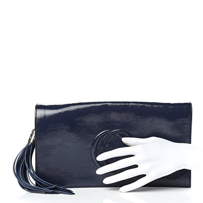 Gucci Soft Patent Medium Soho Clutch Uniform Blue 2 of 7