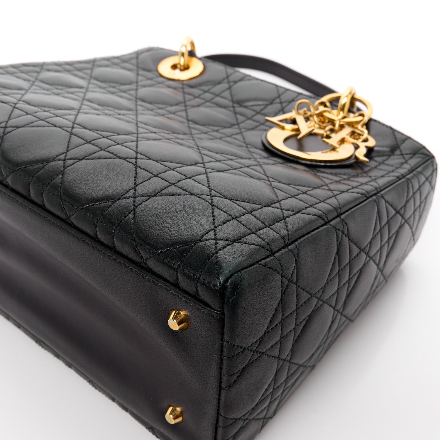 Christian Dior Lambskin Cannage Medium Lady Dior Black 12 of 14