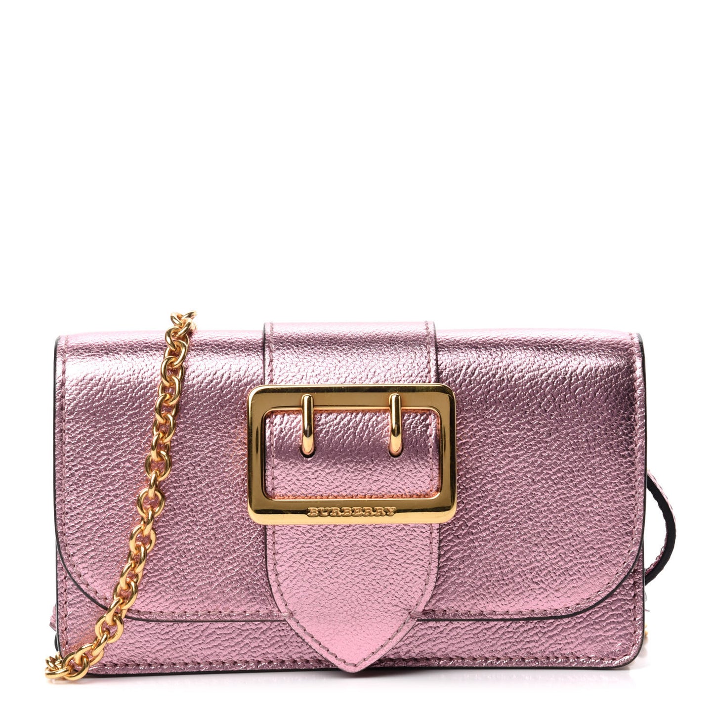 Metallic Soft Grain Calfskin Mini Phone Buckle Bag Pale Orchid
