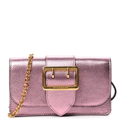 Burberry Metallic Soft Grain Calfskin Mini Phone Buckle Bag Pale Orchid 1 of 14