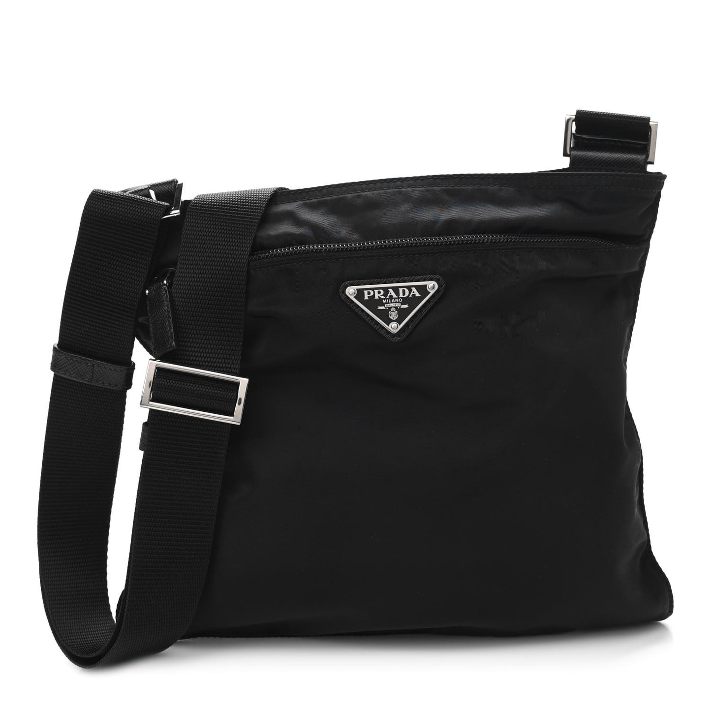 Nylon Vela Flat Messenger Bag Black